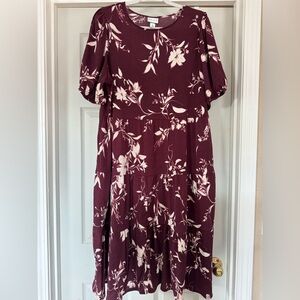 Floral Burgundy Dress